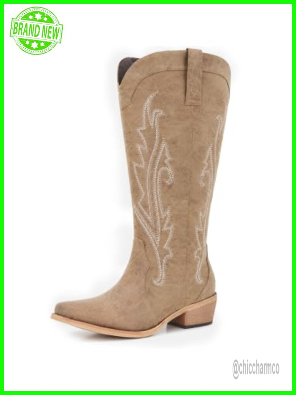 Wide Calf Cowgirl Boots Faux Leather Knee High Western Boots